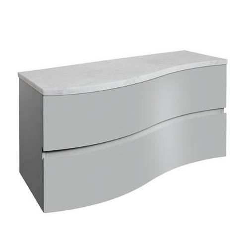 Additional image for Vanity Unit With Marble Worktop (1000mm, Storm Grey Matt).