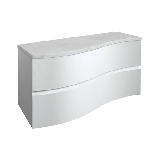 Additional image for Vanity Unit With Marble Worktop (1000mm, White Gloss).