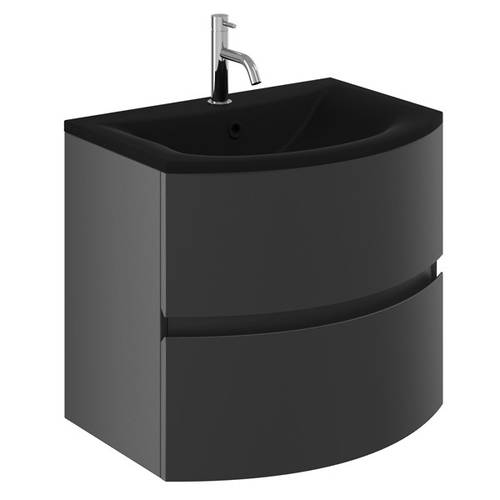 Additional image for Vanity Unit With Black Glass Basin (600mm, Onyx Black).
