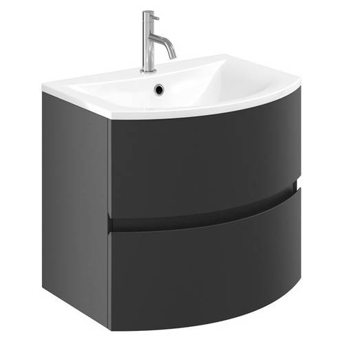 Additional image for Vanity Unit With White Cast Basin (600mm, Onyx Black).