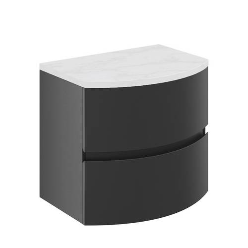 Additional image for Vanity Unit With Marble Worktop (600mm, Onyx Black).