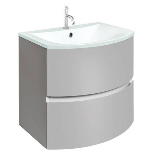 Additional image for Vanity Unit With White Glass Basin (600mm, Storm Grey Matt).