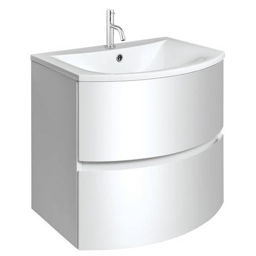 Additional image for Vanity Unit With White Cast Basin (600mm, White Gloss).