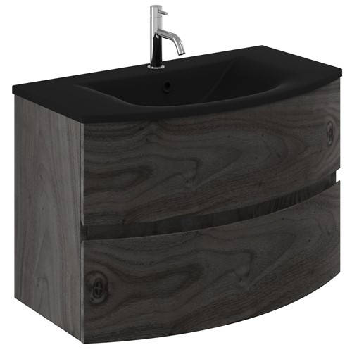 Additional image for Vanity Unit With Black Glass Basin (800mm, Grey Ash).