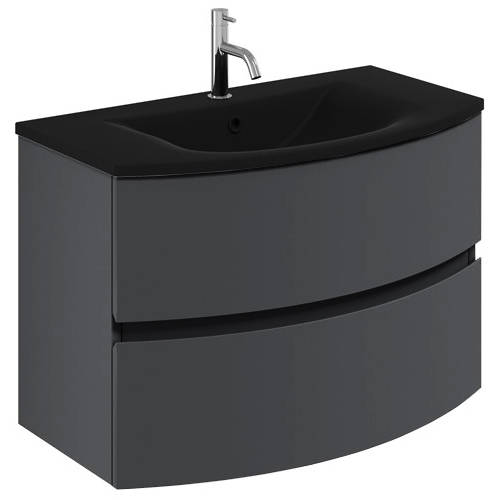 Additional image for Vanity Unit With Black Glass Basin (800mm, Onyx Black).