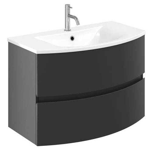 Additional image for Vanity Unit With White Cast Basin (800mm, Onyx Black).