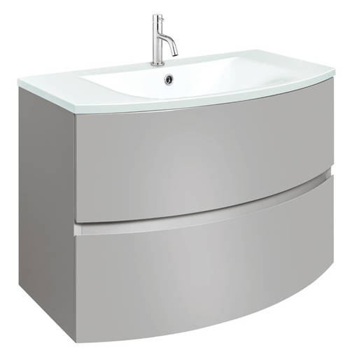 Additional image for Vanity Unit With White Glass Basin (800mm, Storm Grey Matt).