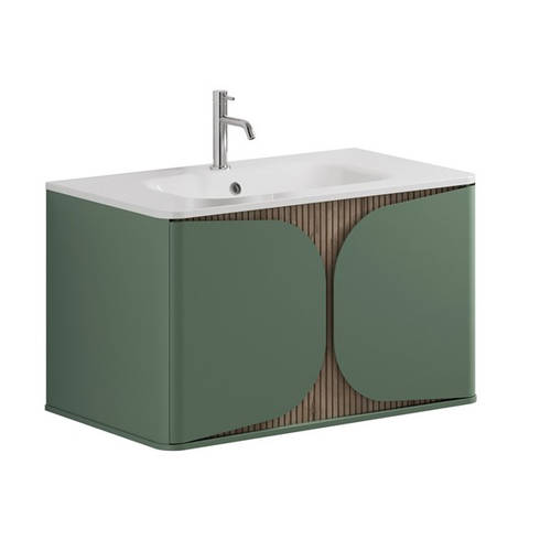 Additional image for Wall Hung Vanity Unit With Basin (800mm, Sage Green).