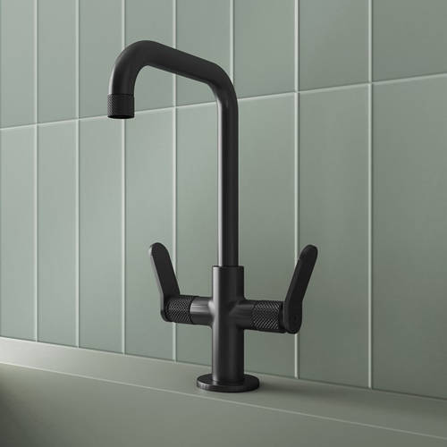 Additional image for Mono Basin Mixer Tap With Lever Handles (Matt Black).