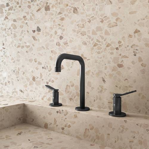 Additional image for Basin Mixer Tap With Lever Handles (3TH, Matt Black).