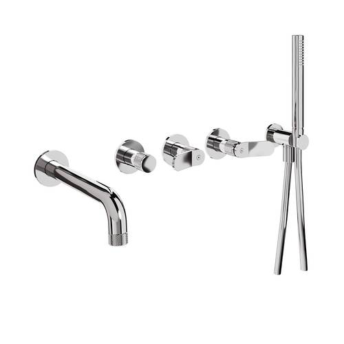 Additional image for Crosshead Wall-Mounted Bath Shower Mixer Tap (5 Hole, Chrome).