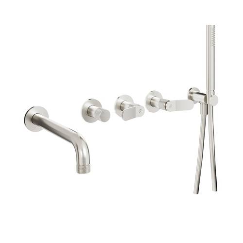 Additional image for Crosshead Wall-Mounted Bath Shower Mixer Tap (5 Hole, Br Metallic).