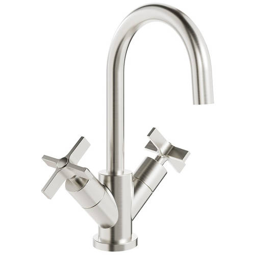 Additional image for Mono Basin Mixer Tap With Crosshead Handles (Br Metallic).