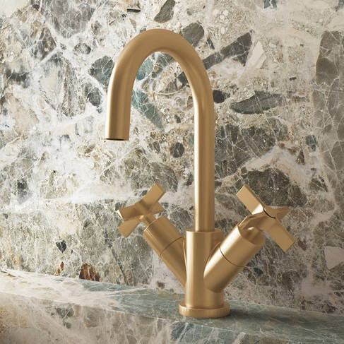 Additional image for Mono Basin Mixer Tap With Crosshead Handles (Br Brass).