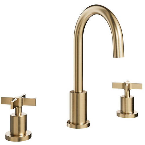 Additional image for 3TH Basin Mixer Tap With Crosshead Handles (Br Brass).