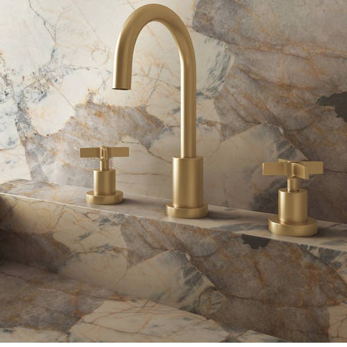 Additional image for 3TH Basin Mixer Tap With Crosshead Handles (Br Brass).