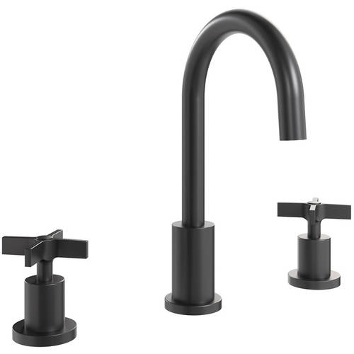 Additional image for 3TH Basin Mixer Tap With Crosshead Handles (M Black).