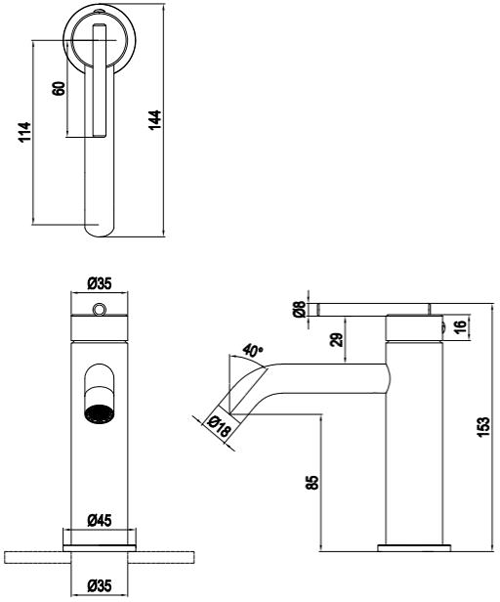 Additional image for Basin Mixer Tap With Lever Handle (Slate).