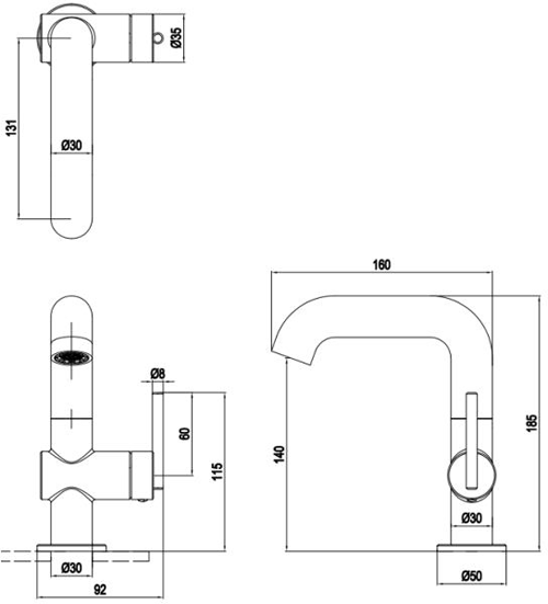 Additional image for Side Lever Basin Mixer Tap (Brushed Brass).