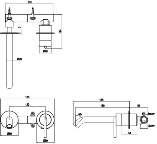 Additional image for Wall Mounted Lever Basin Mixer Tap (Brushed Brass).