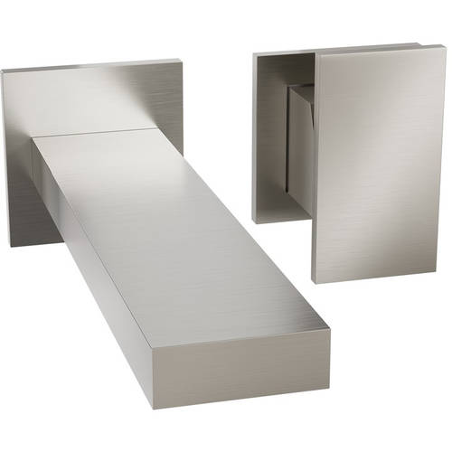 Additional image for Wall Mounted Basin Mixer Tap (Brushed Metallic).