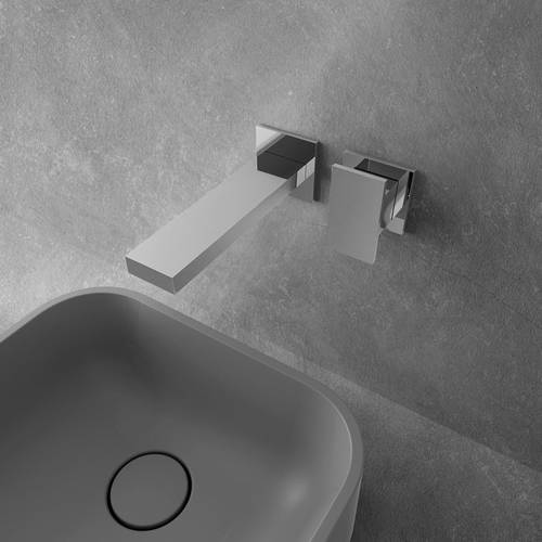 Additional image for Wall Mounted Basin Mixer Tap (Brushed Metallic).