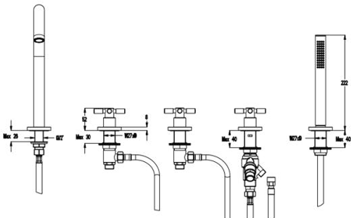 Additional image for 5 Hole Bath Shower Mixer Tap With Kit (Chrome).