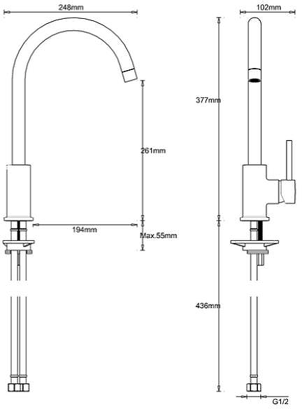 Additional image for Tropic Side Control Kitchen Tap (Stainless Steel).