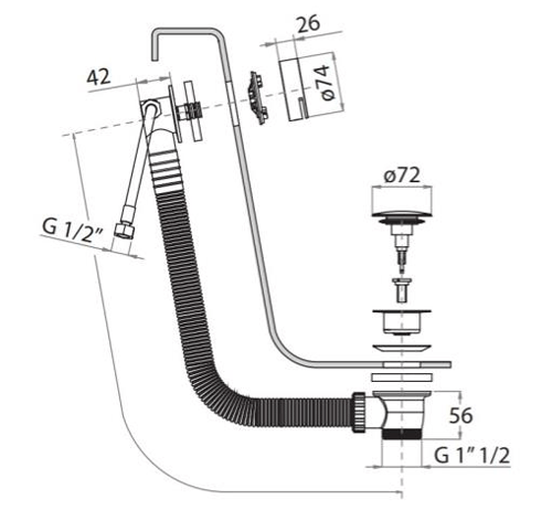 Additional image for Bath Filler With Click Clack Waste (Brushed Brass).