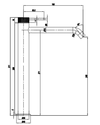 Additional image for Tall Lever Basin Mixer Tap (Brushed Brass).