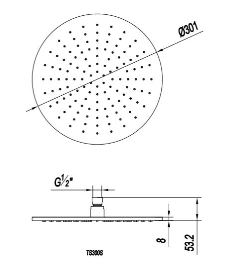 Additional image for Round Shower Head 300mm (Brushed Brass).