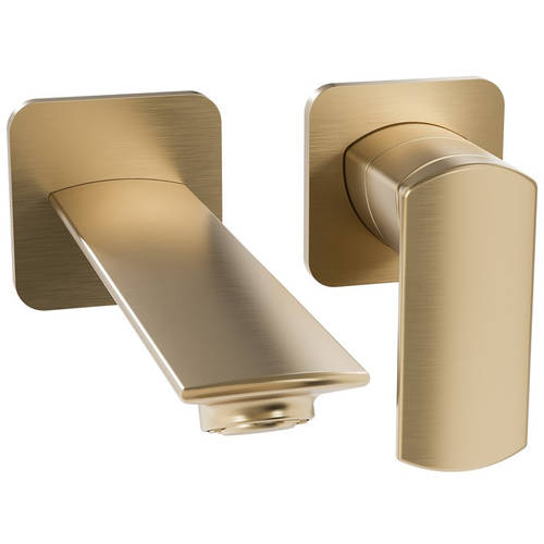 Additional image for Wall Mounted Basin Mixer Tap (Brushed Brass).