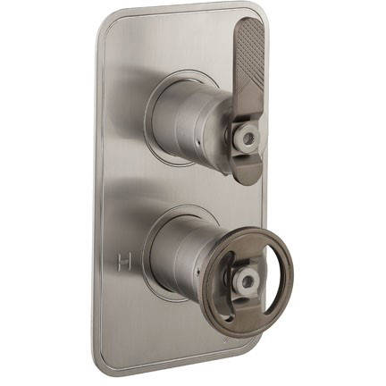 Additional image for Thermostatic Shower Valve (2 Outlets, Nickel & Black).