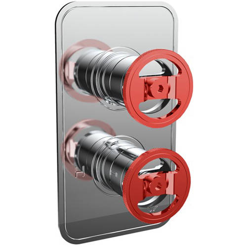 Additional image for Thermostatic Shower Valve (1 Outlet, Chrome & Red).
