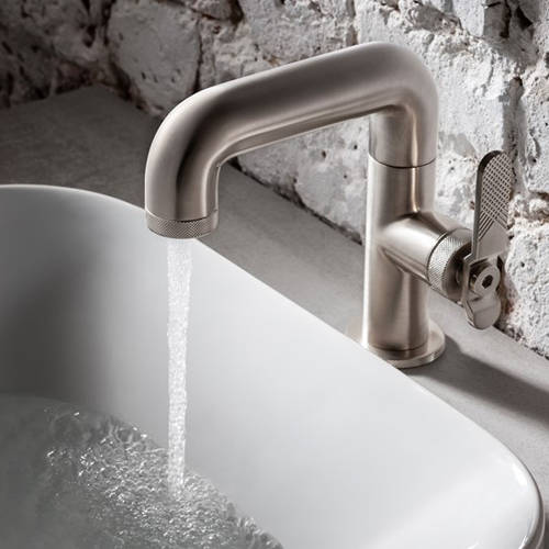 Additional image for Basin Mixer Tap With Lever Handle (Brushed Nickel).