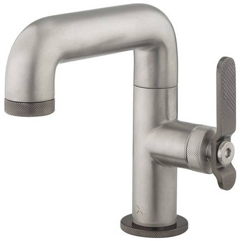 Additional image for Basin Mixer Tap With Black Lever Handle (Brushed Nickel).
