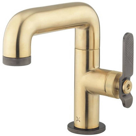 Additional image for Basin Mixer Tap With Black Lever Handle (Brass).