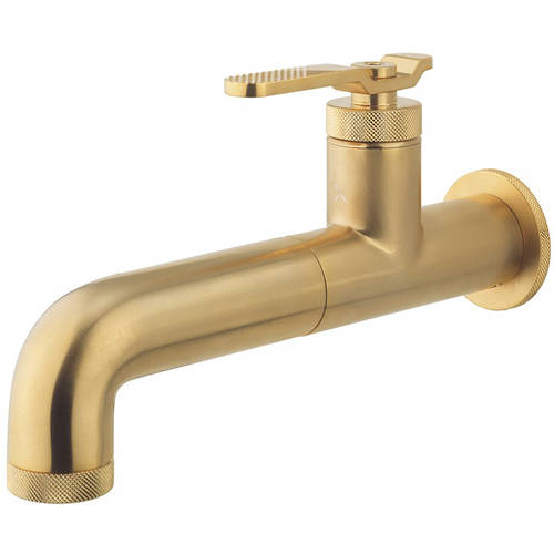 Additional image for Single Hole Wall Mounted Basin Mixer Tap (Brushed Brass).