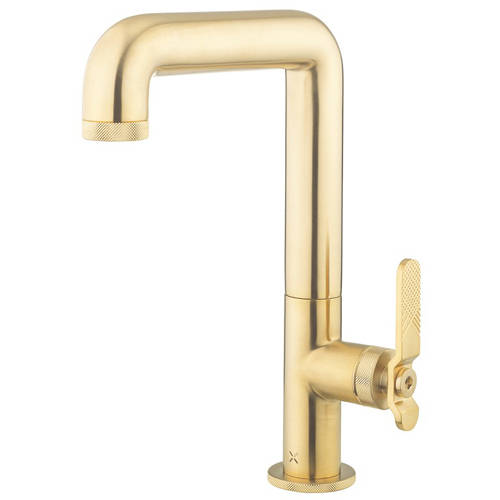 Additional image for Tall Basin Mixer Tap With Lever Handle (Brushed Brass).