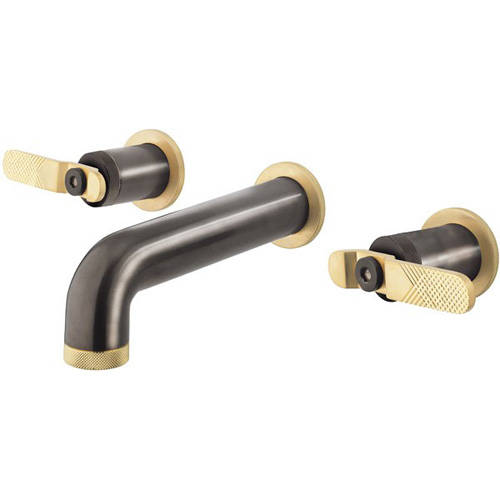 Additional image for Wall Mounted Basin Tap (Black Chrome & Brushed Brass).