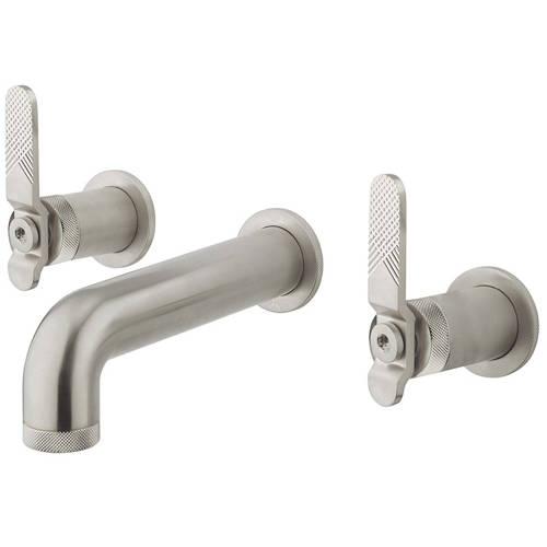 Additional image for Three Hole Wall Mounted Basin Mixer Tap (Brushed Nickel).