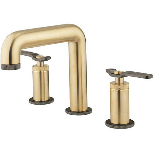 Additional image for 3 Hole Basin Mixer Tap (Brushed Brass & Black Chrome).