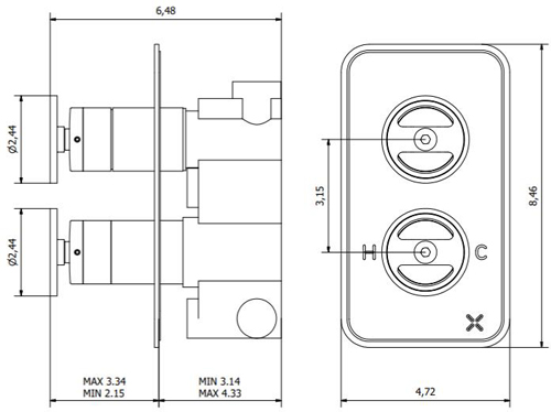 Additional image for Thermostatic Shower Valve (2 Outlets, Brushed Nickel).