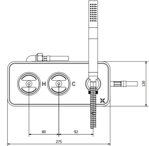 Additional image for Shower Valve With Handset (2-Way, Chrome).