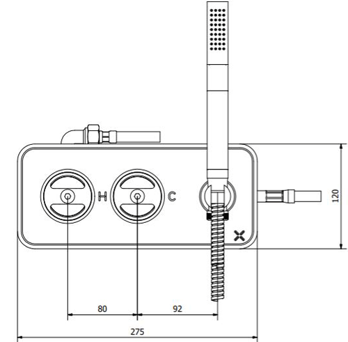 Additional image for Shower Valve With Handset (2-Way, Chrome & Red).