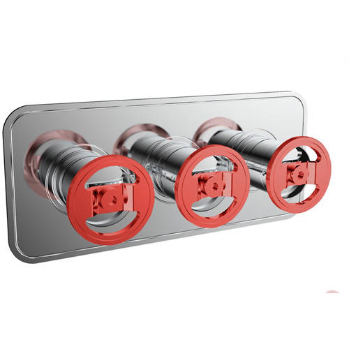 Additional image for Thermostatic Shower Valve (3 Outlets, Chrome & Red).