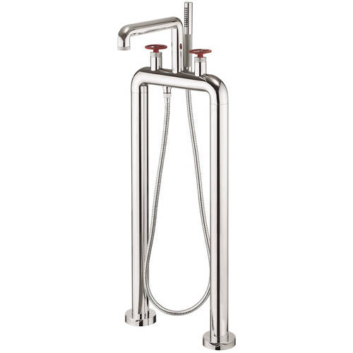 Additional image for Free Standing BSM Tap With Red Wheel Handles (Chrome).