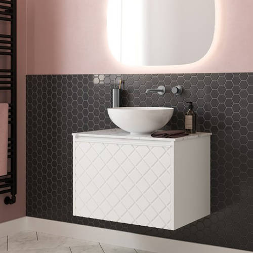Additional image for Wall Hung Vanity Unit & White Top (700mm, Matt White).