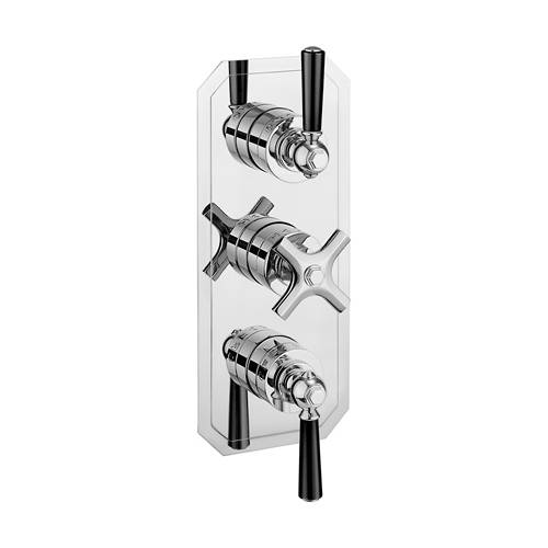 Additional image for Thermostatic Shower Valve (2 Outlet, Chrome & Black).