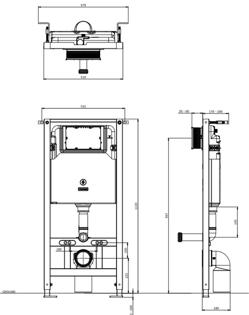 Additional image for Toilet Support Frame With Cistern (NEW, 1120mm).